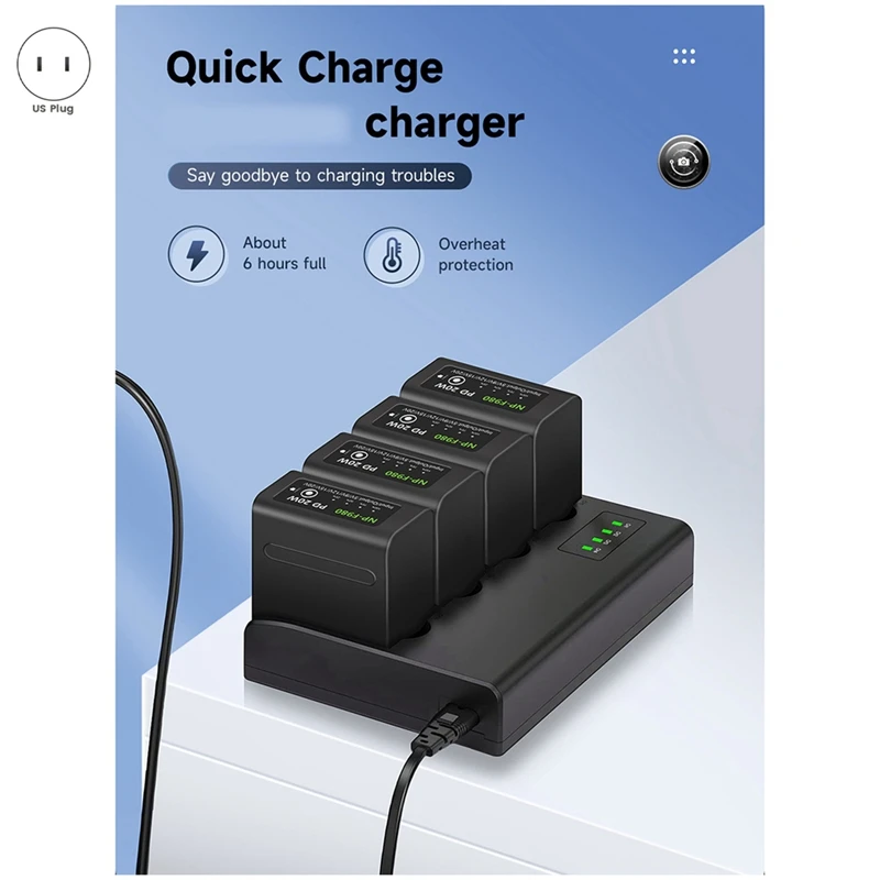 NP F960 NPF970 NP-F970 4-Channel Digital Camera Battery Charger W LCD Display For Sony NP-F550 F750 F970(US Plug) Easy To Use