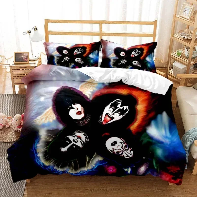 

3D Printed Kiss Rock Band 3D Duvet Cover Bedding Set Comforter Linen Pillowcases Home Decor Single Double Twin King Queen