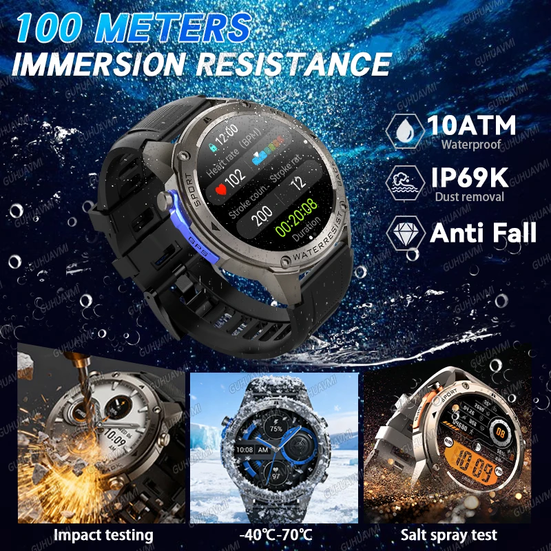 2026 New T-REX3 Smart Watch 10ATM Waterproof Built in GPS Compass Altimeter Bluetooth call Sports Military Grade Smart Watch Men