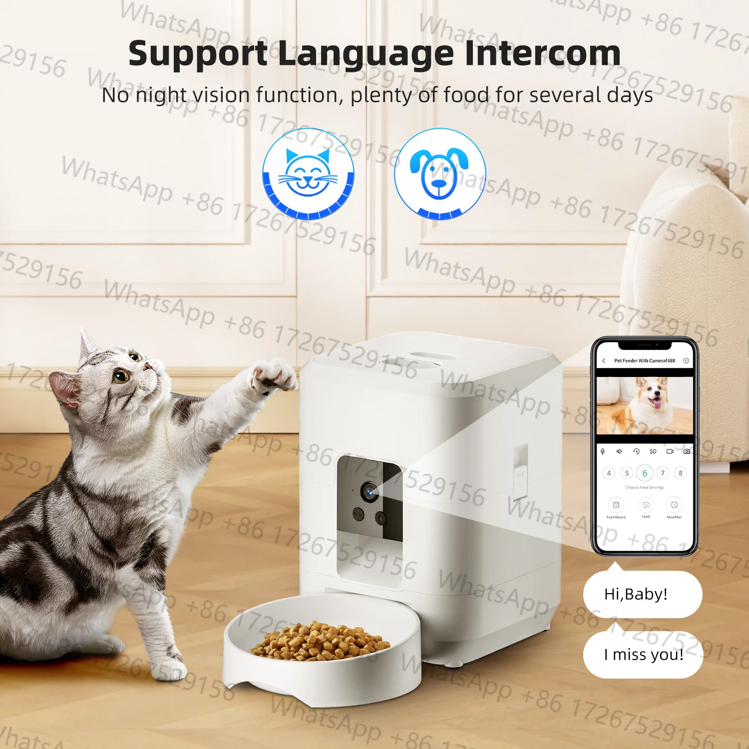 2Lスマートペットフィーダー、猫用自動給餌器、Wi-Fi＆1 - Smart Pet Feeder Camera 1080P Wifi のレビューと価格