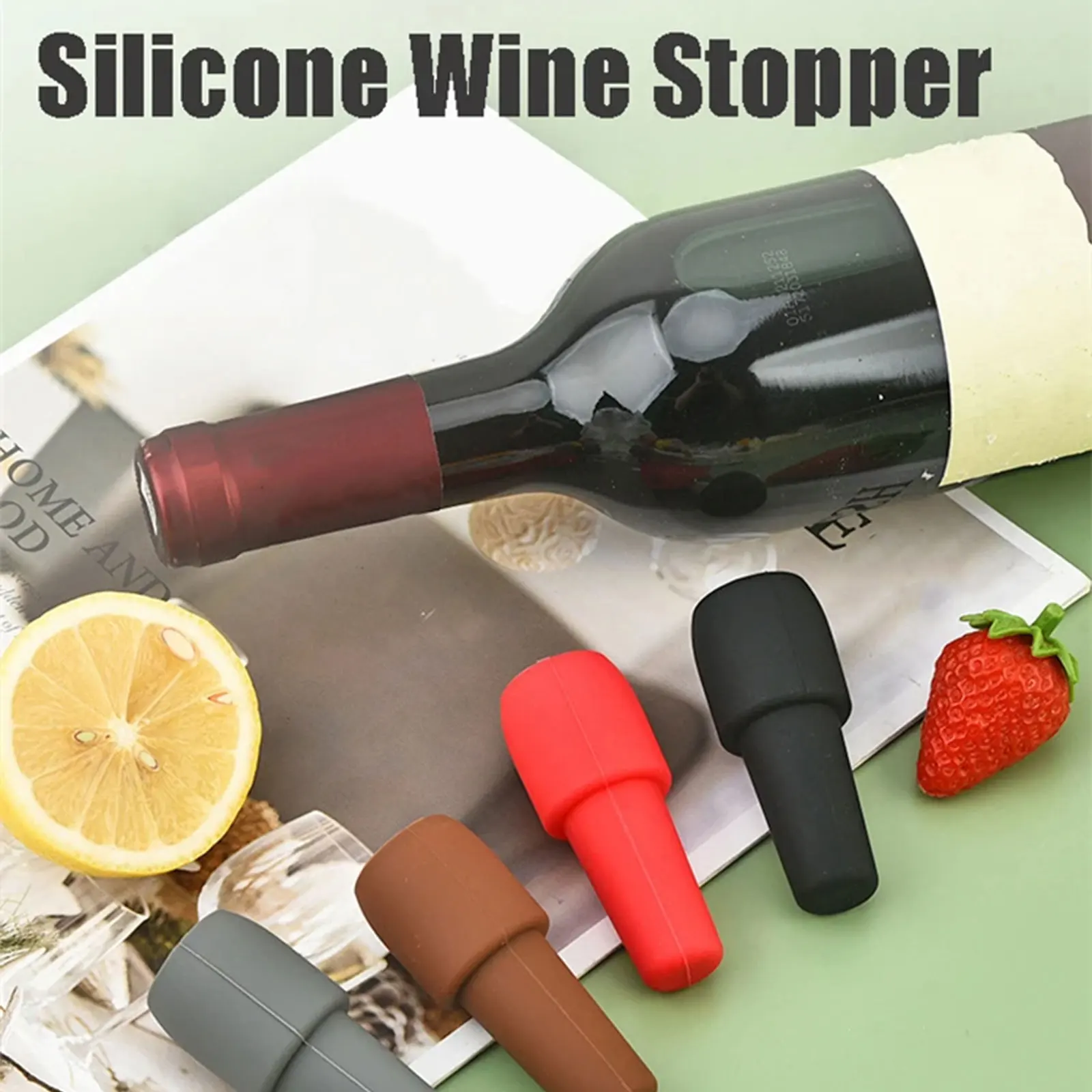 Silicone Wine Stoppers Beverage Bottle Sealer Reusable Sparkling Wine Bottle Stopper Keeping Wine Champagne Fresh Kitchen Tools