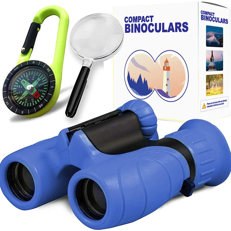 Binoculars for Kids Binocular Set with Magnifying Glass & Compass Telescope Outdoor Educational Toy for Boys Girls Birthday Gift