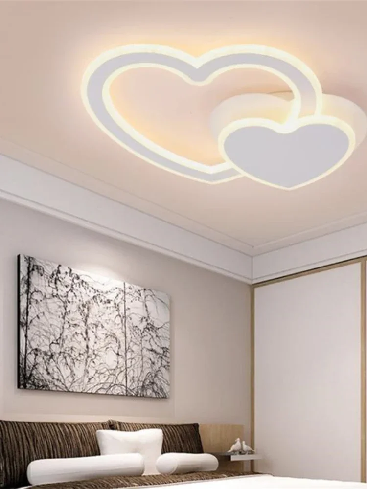 Led ceiling lamp modern rotary bedroom lamp heart to heart creative children's lamp lovely heart-shaped room lamps