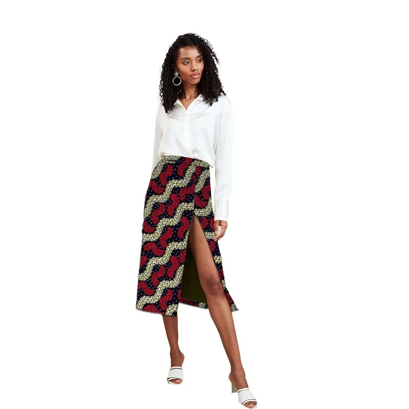 2025 African Fashion Skirts Front Fork Original Design Tailored Women's Outfit Colorful Print Female Party Wear