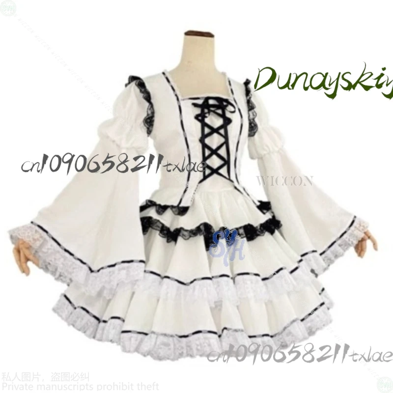 슈고 애니메이션 캐릭터 코스프레 츠키요미 우타우 귀여운 화이트 레이스 의상 달콤하고 사랑스러운 인형 스타일 로리타 지라이 케이 소녀 할로윈