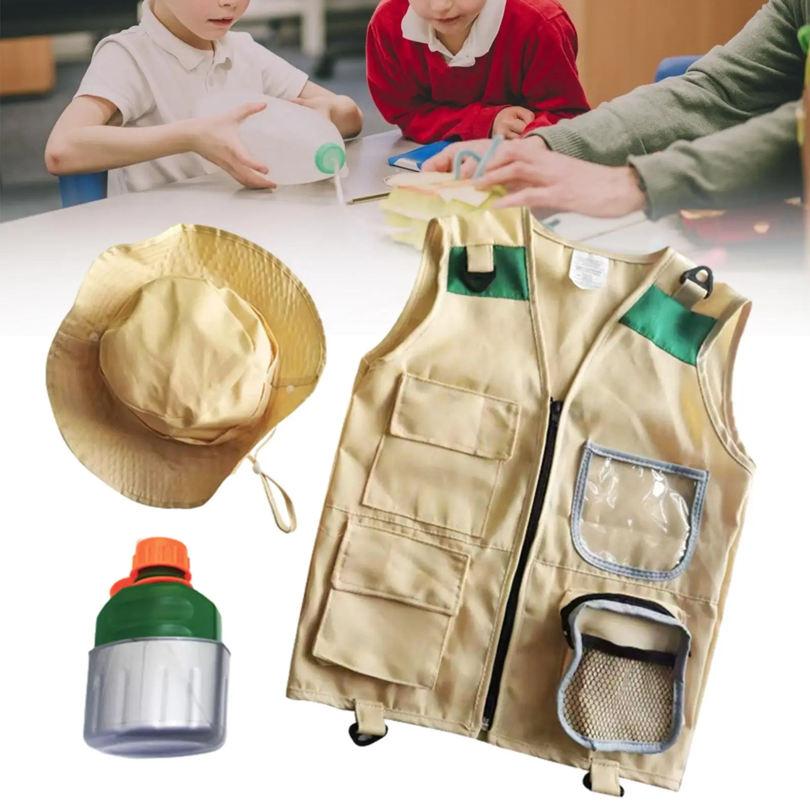 Outdoor Adventure Kits Children Cargo Vest and Hat Set for Toddlers Children