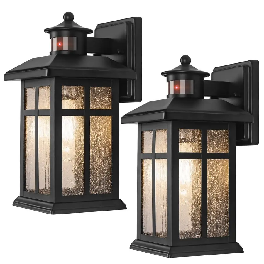 Sensor Outdoor Wall Lights 2 Packs Updated Dusk to Dawn Outdoor Lighting, Exterior Light Fixtures with E26 Sockets amp Tempered