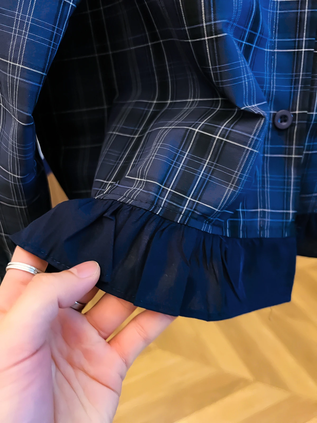 Blue Plaid Casual irt Women's Loose Fit round Ne Button up Korean Sle Comfortable Breathable Long Sve Top