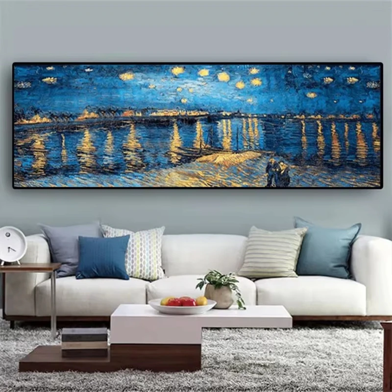 Starry Night By Van Gogh Famous Canvas Painting Poster Prints Natural Landscape Canvas Painting Wall Art Living Room Home Decor