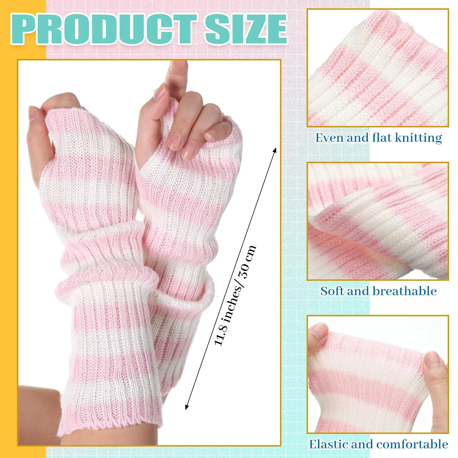 6 Pairs Arm Warmers Kawaii Sleeves Cute Y2k Harajuku Japanese Style for Women Girls Lolita Costume School