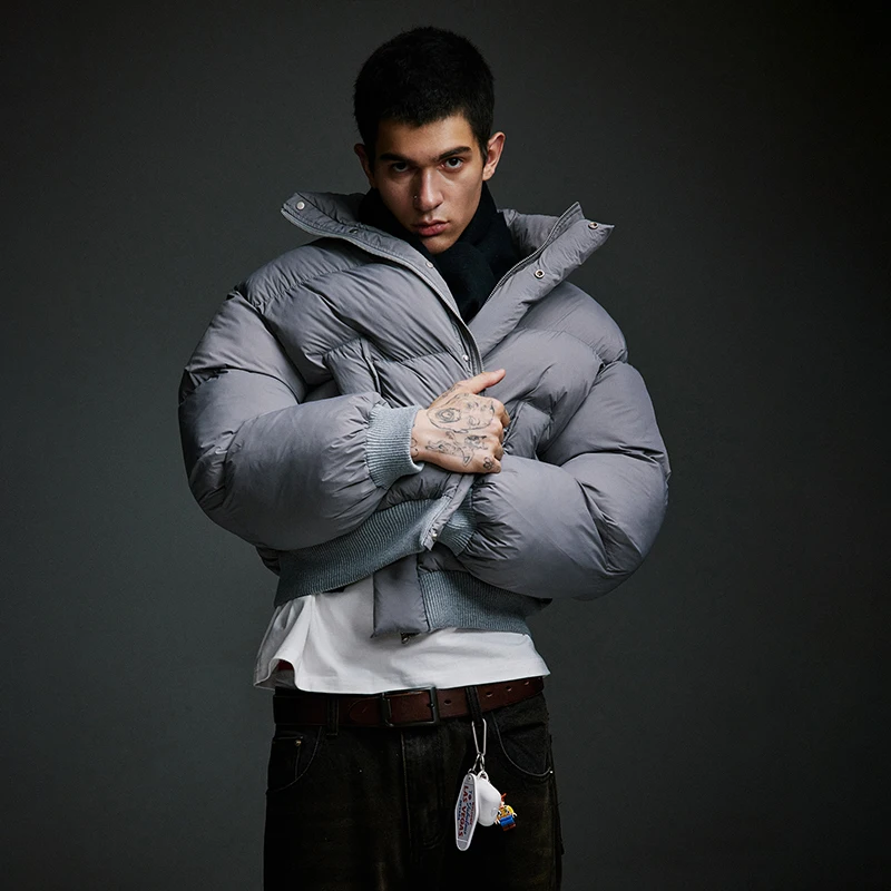 Winter American Streetwear Padded Cotton Short Jacket Men Streetwear Fashion Cityboy Loose Thicken Warm Parkas Jacket Women Coat