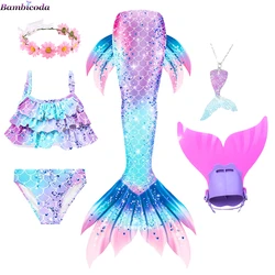 Girls Swimming Mermaid Tails Monofin Flipper Mermaid Dress Costume Cosplay Fantasy Bikini Halloween Party Gift