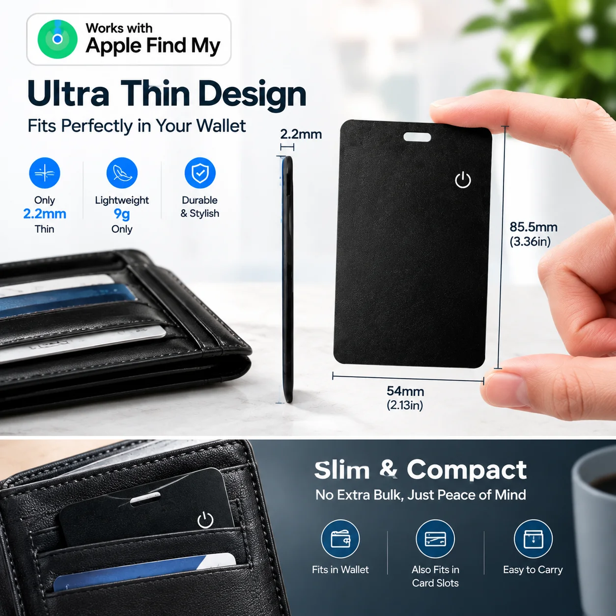 Smart Ultra Thin Find My Card For Wallet Bag Passport Backpack Suitcase Laptop iOS Only Apple Bluetooth Anti Lost Locator