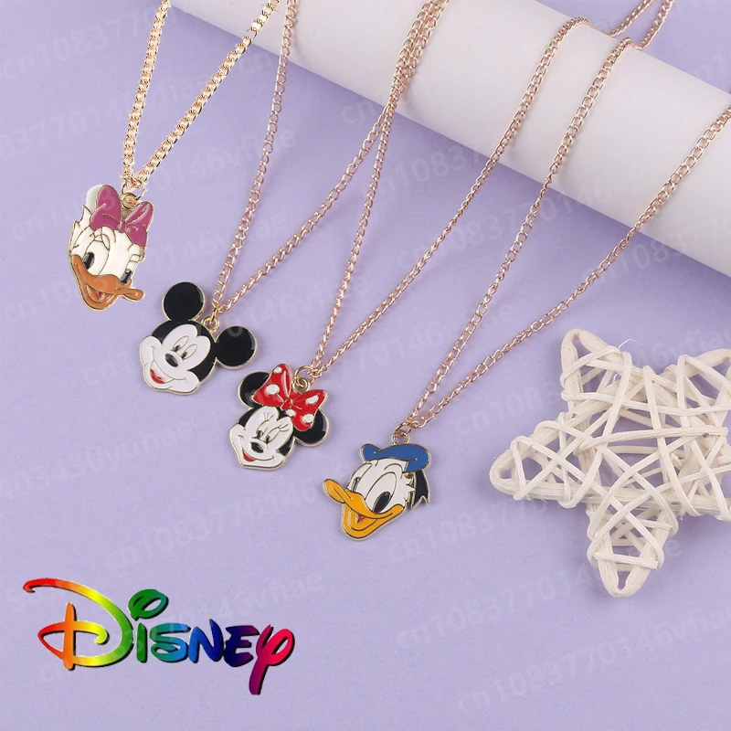 

Hot Anime Disney Mickey Mouse Peripheral Cartoon Necklace Student Hoodie Chain Lovely Minnie Donald Duck Pendant Jewelry Gifts