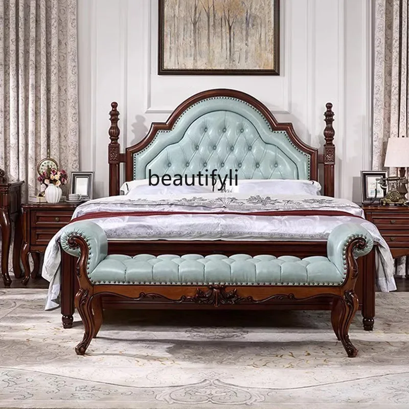 Mahogany core wood American all solid wood soft bag bed 1.8 meters double bed 1.5 meters