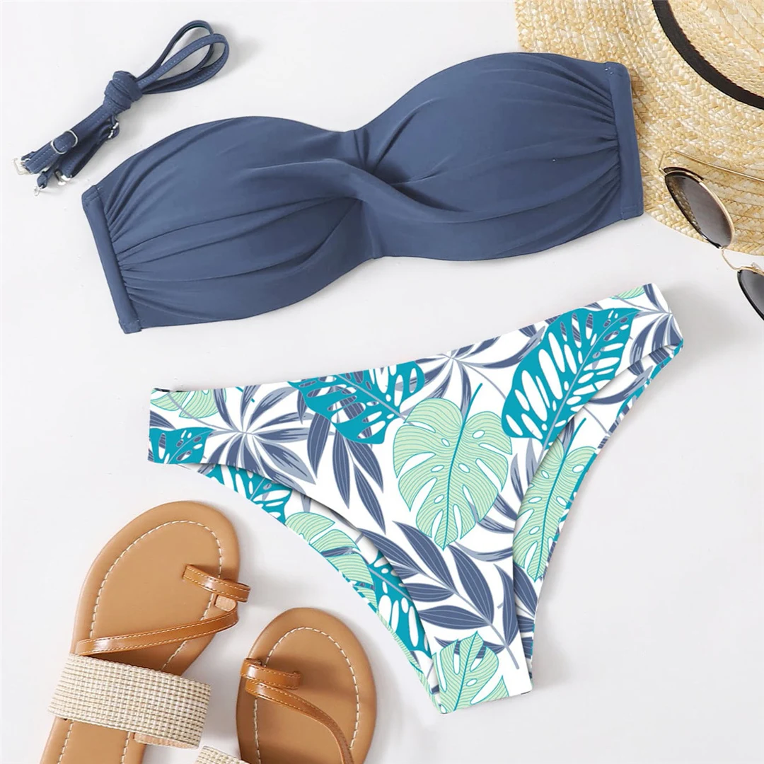 Bikini mit Blumenmuster, Push-up-Badeanzug, Damen-Badebekleidung, zweiteiliges Bikini-Set mit BH-Einlagen, Badeanzug, Badebekleidung, Modell V6296. – Detail 35