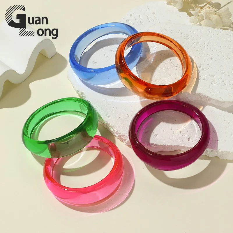 GuanLong New Transparent Resin Bangles Girls Geometric Irregular Bangles Bracelets for Women Indian Party Fashion Jewelry Gifts