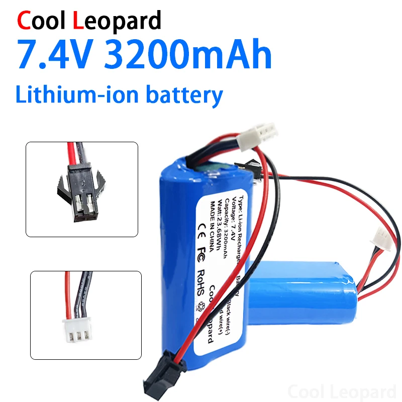 New 2S1P 7.4V 3200mAh 18650 Lithium Ion Battery For 10428 /12428/12423 Remote Control Car Spare Parts 7.4V High Capacity Battery