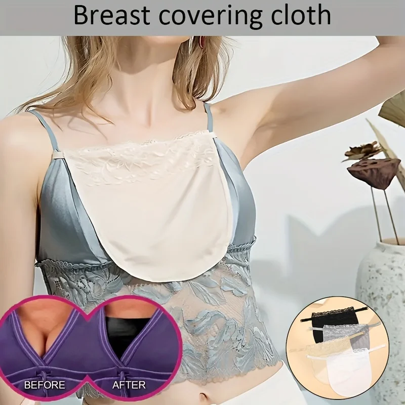 7 Pieces of Women's Solid Color Anti-Exposure Lace Stitching Bra Liner, Seamless Cover, No Show Design Bra Liner view 2