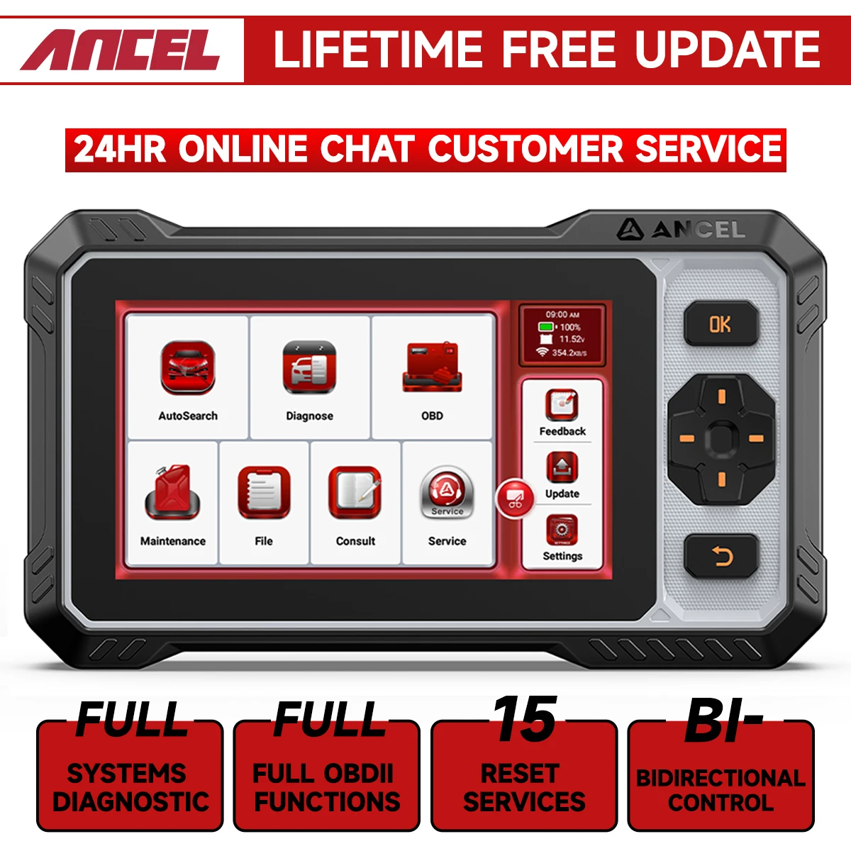 

ANCEL FX6100 Full System OBD2 Automotive Scanner BI-Directional CANFD EPB TPMS Oil 15 Reset D.PF Regen Car Diagnostic Tool