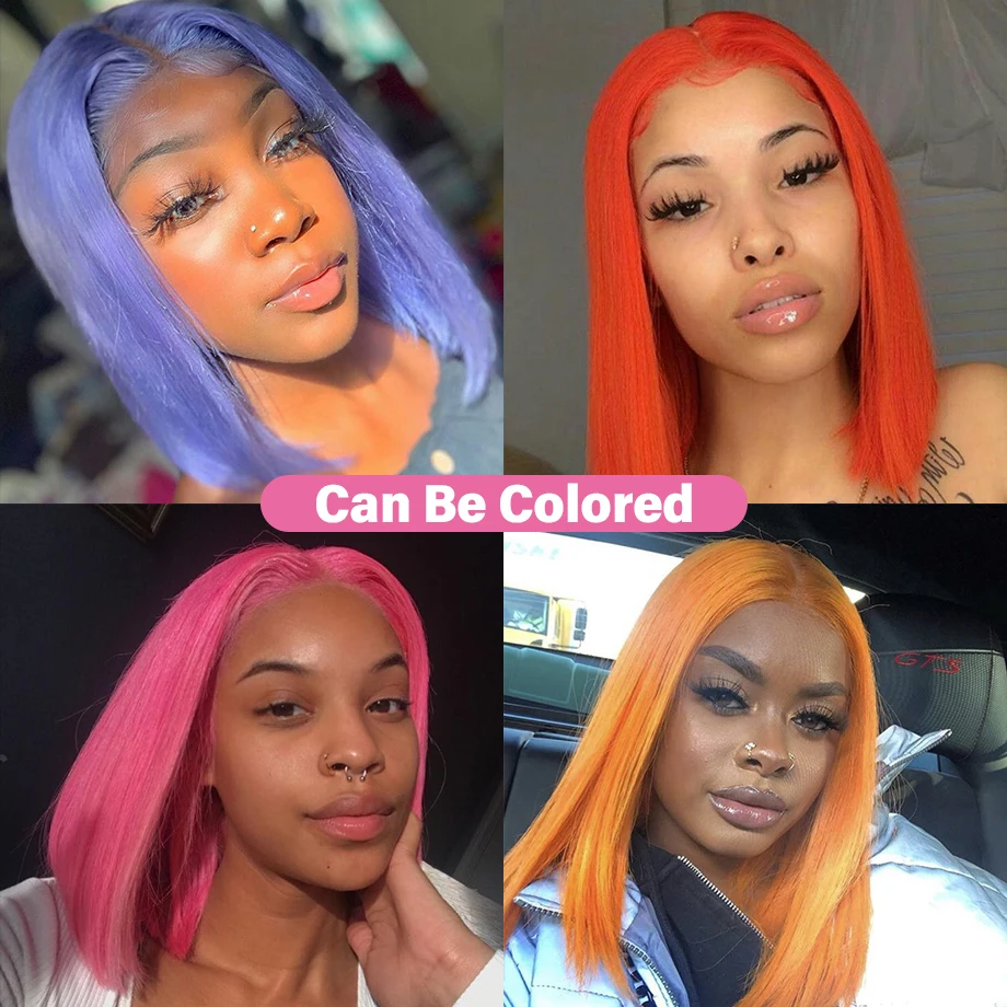 13X6 レース フロンタル ボブ ウィッグ # 613 ブロンドボブ人毛ウィッグレミーストレートレースフロントウィッグ女性のための事前摘み取られた透明 HairUGo