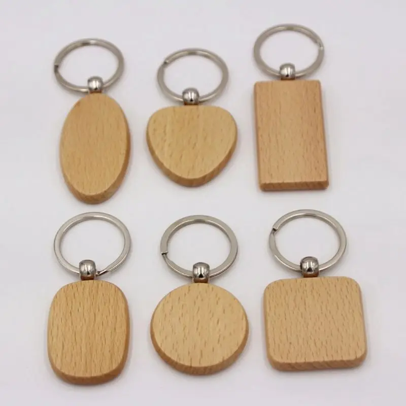 Wooden Keychains Blank Wood Solid Wooden Ornaments For Laser Engraving Logo Letters For Custom Creative Small Gifts