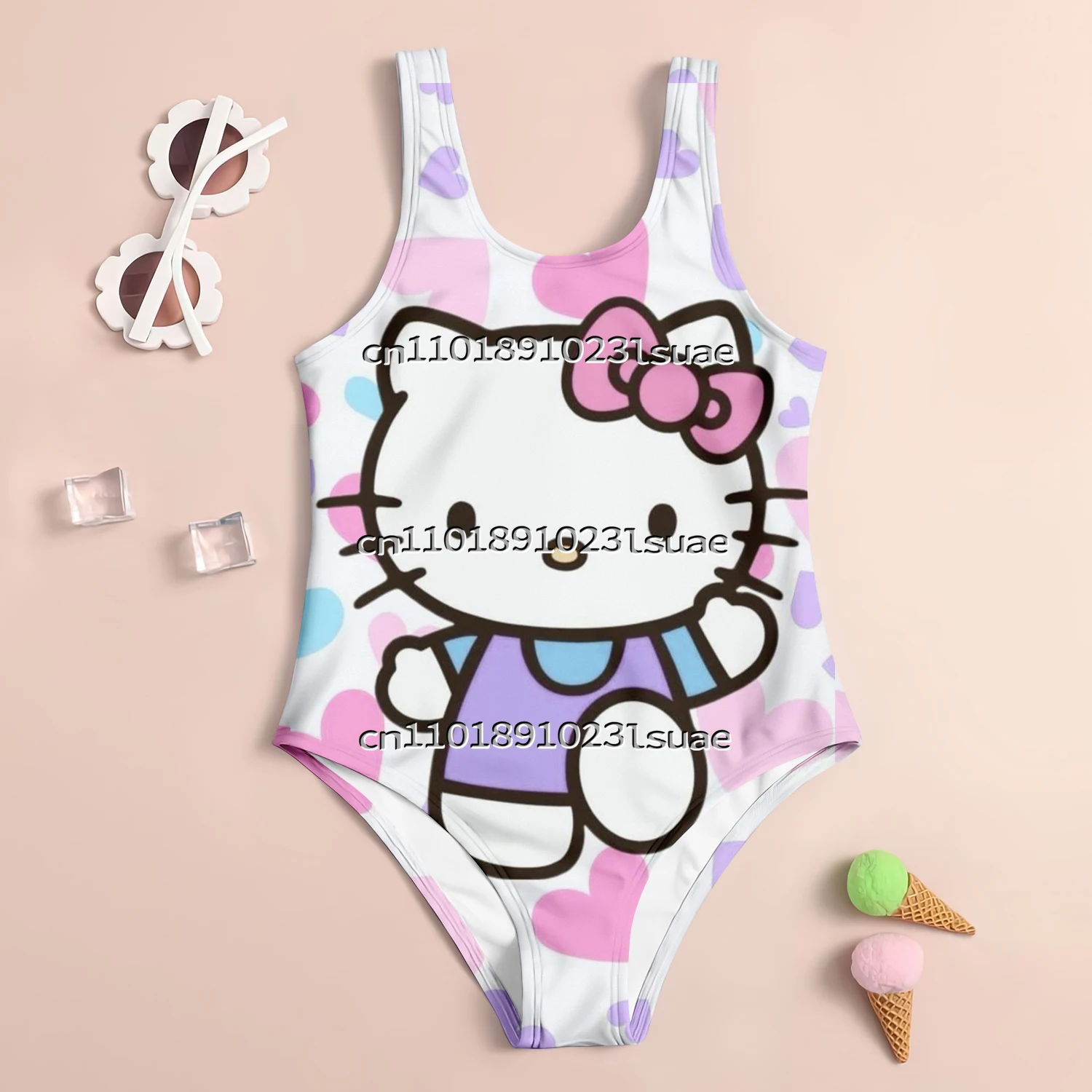 

Miniso Fashion Children's Cute Swimsuit Women's Cartoon Casual Baby Girl Summer Beach Wear Sunscreen Swimming Set Party Swimsuit