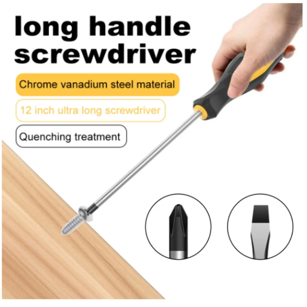 Cacciavite esteso Cacciavite a croce a taglio lungo con utensile manuale per riparazione cacciavite magnetico in gomma
