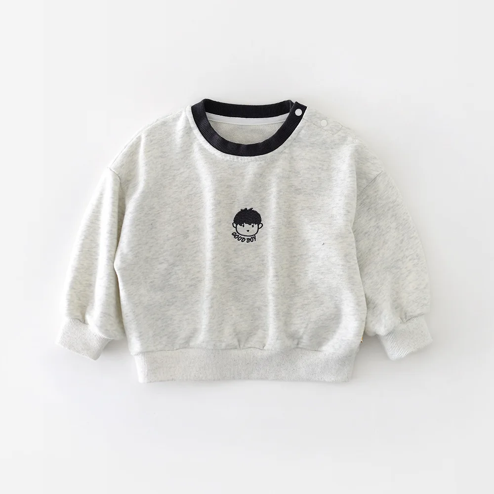 

2026 Spring New Baby Long Sleeve Sweatshirt Cotton Boys Cute Cartoon Print Pullover Infant Girls Casual Tops Toddler Clothes
