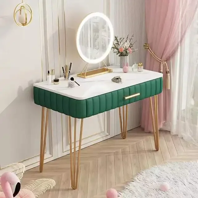 ForLight Luxury Minimalist Makeup Table Bedroom Dressing Table LED Light Mirror Jewelry Makeup Organizer Modern Indoor Furniture