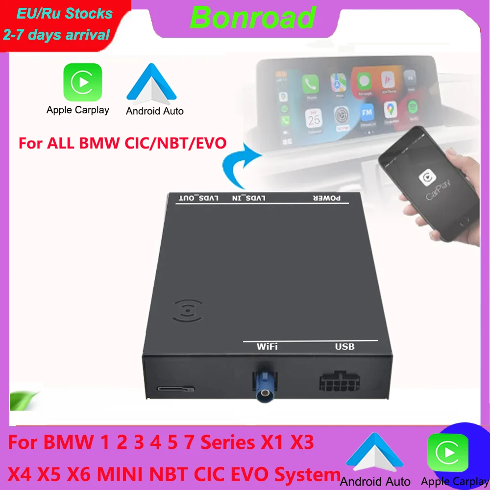 Bonroad Wireless CarPlay Android Auto Adaptor For BMW F20 F21 F22 F23 F30 F31 F32 F33 F34 F36 F10 F11 F01 F56 F25 NBT CIC EVO