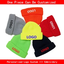 Custom Logo Beanie DIY Personalized Embroidered Design Autumn Winter Warm Knitted Hats For Men Women Team Brand Customize Skull