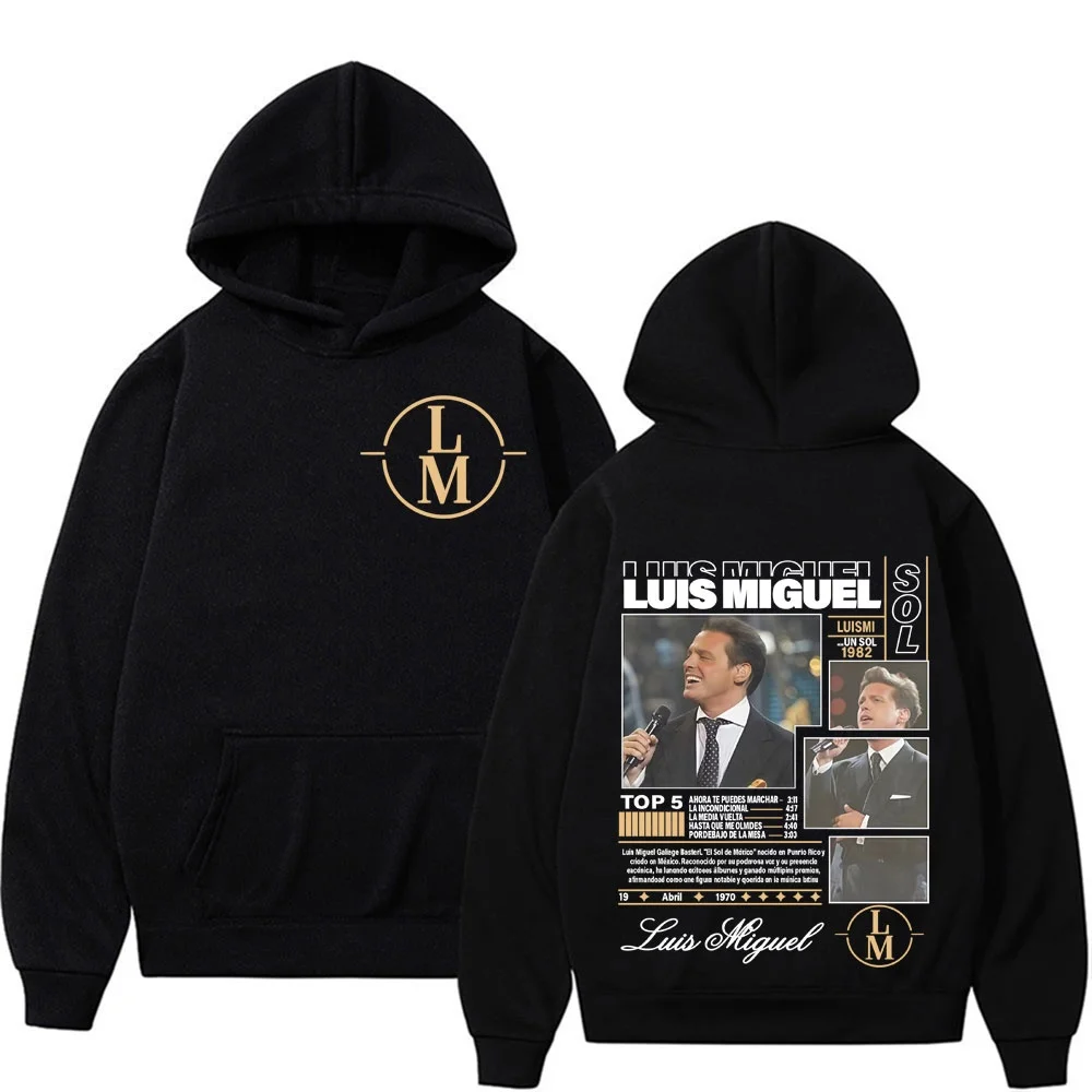 Sudadera plana Singer Luis Miguel Album Tour 2025 Otoño/Invierno moda para hombre High Street Hip Hop Sudadera con capucha Unisex Sudadera con capucha de algodón