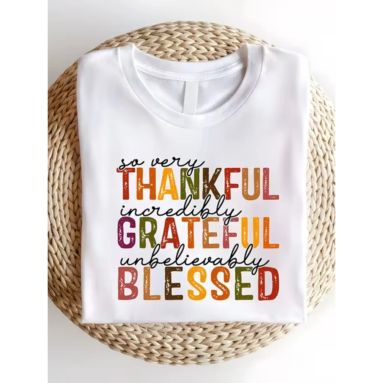 Mens T Shirt With Thanksgiving Gratitude And Slogan Print Black Short Sleeved With Multi Color Gratitude And Pattern Casual Round Neck Top For Parties Gifts And Year Round Wear
