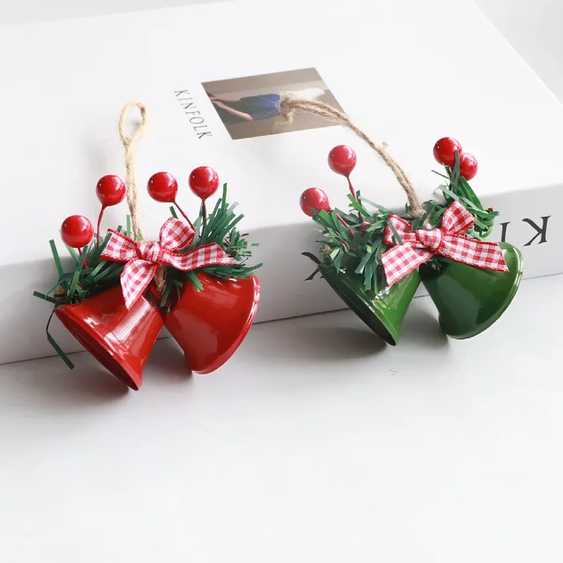 4PCS Christmas Bell Ornaments Hanging Jingle Bells Decor for Xmas Tree Christmas Red Bell Indoor Outdoor Christmas Decoration