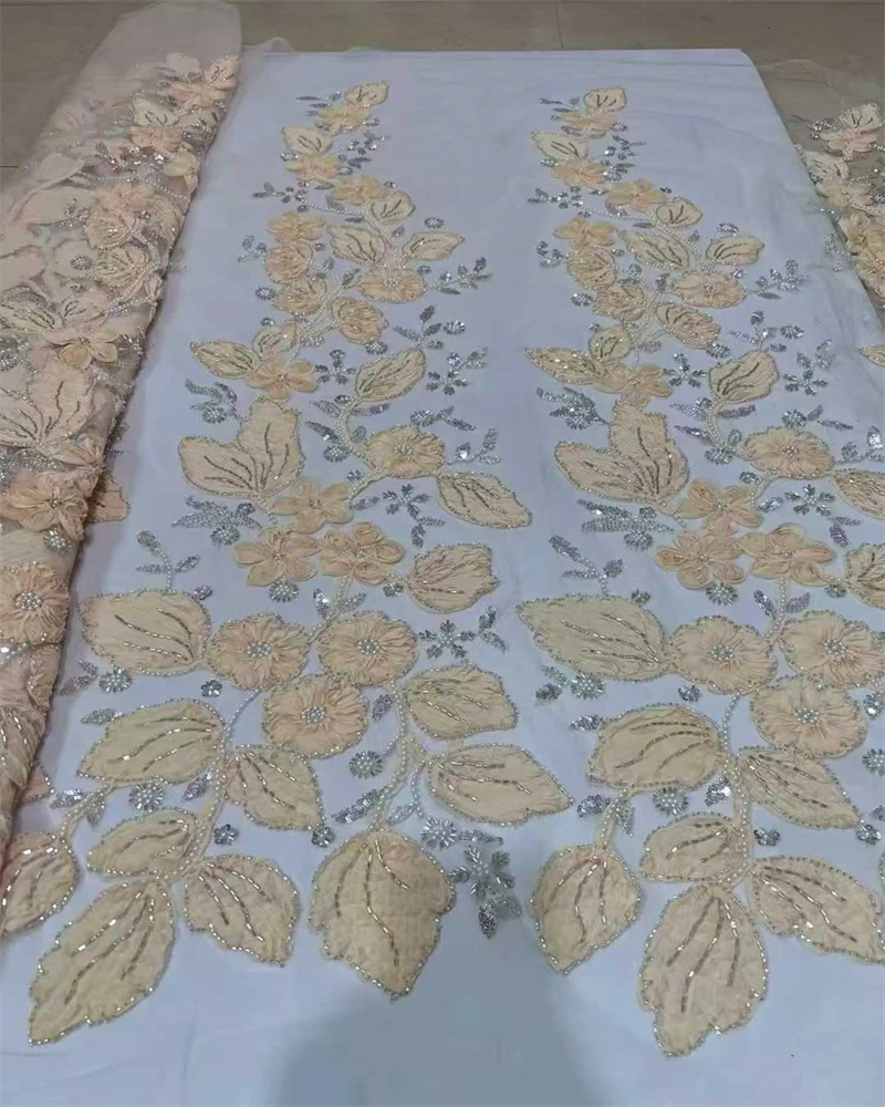 قماش دانتيل تول أفريقي 2025 قماش ترتر شبكي فرنسي خياطة تطريز مع خرز دانتيل تول شبكي فستان نيجيريا