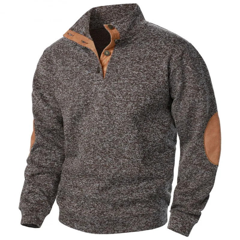 

New Men's Stand-up Neck Sweater Jacket Men's Knitted Splicing Casual Jacquard Cardigan Sweater
