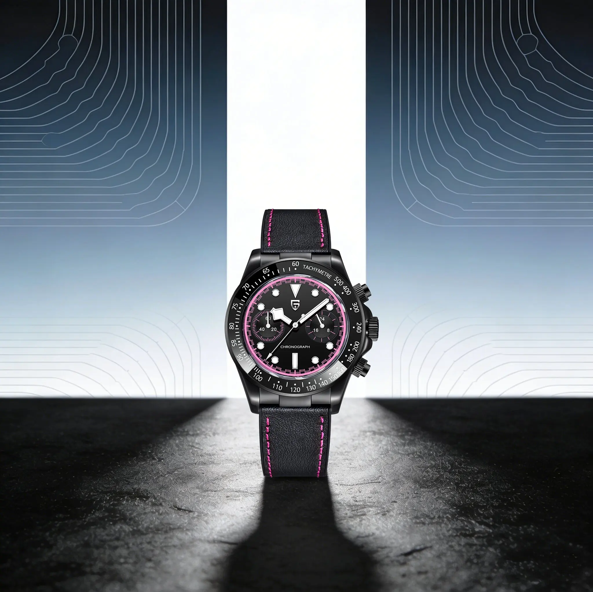 PAGANI DESIGN Men's Premium Dress Quartz Watch Refined Luxury Piece Rubber Strap Sapphire Luminous 5Bar Diving Tachymeter Watch