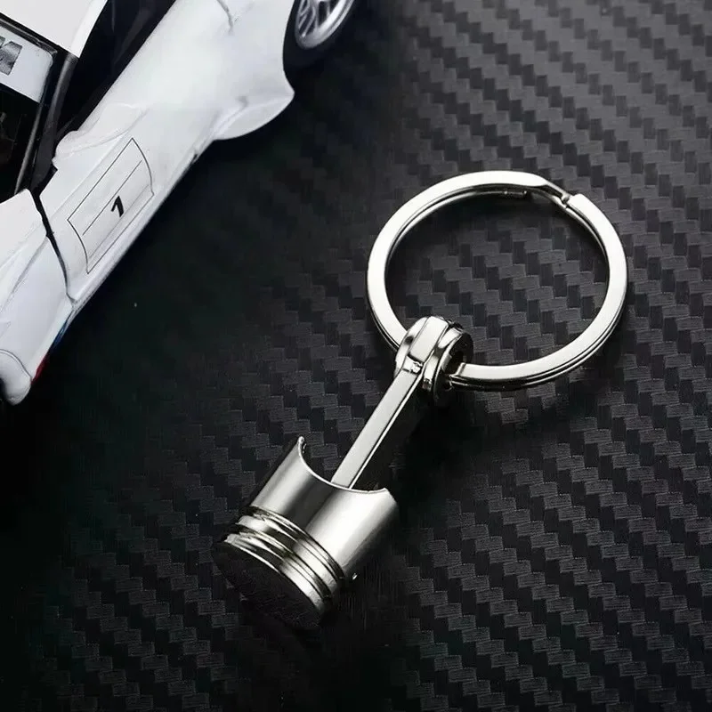 1/2/3/4/5/6Pcs Car Engine Piston Style Keychain Key Ring Creative Auto Modification Piston Model Metal Keyring Keyfob