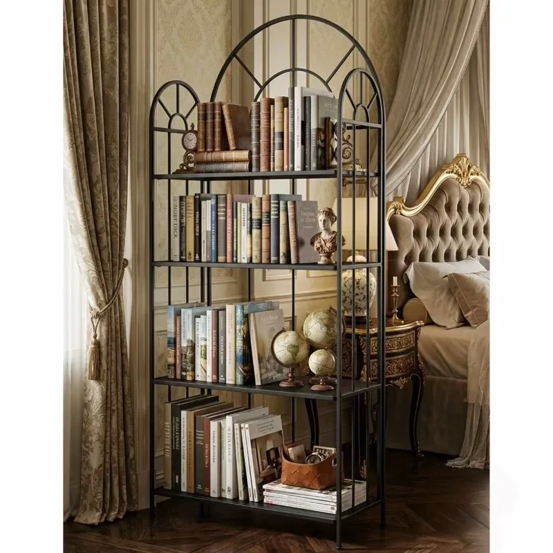 American retro floor rack store display rack Bogu rack heavy industry bookshelf wrought iron wood