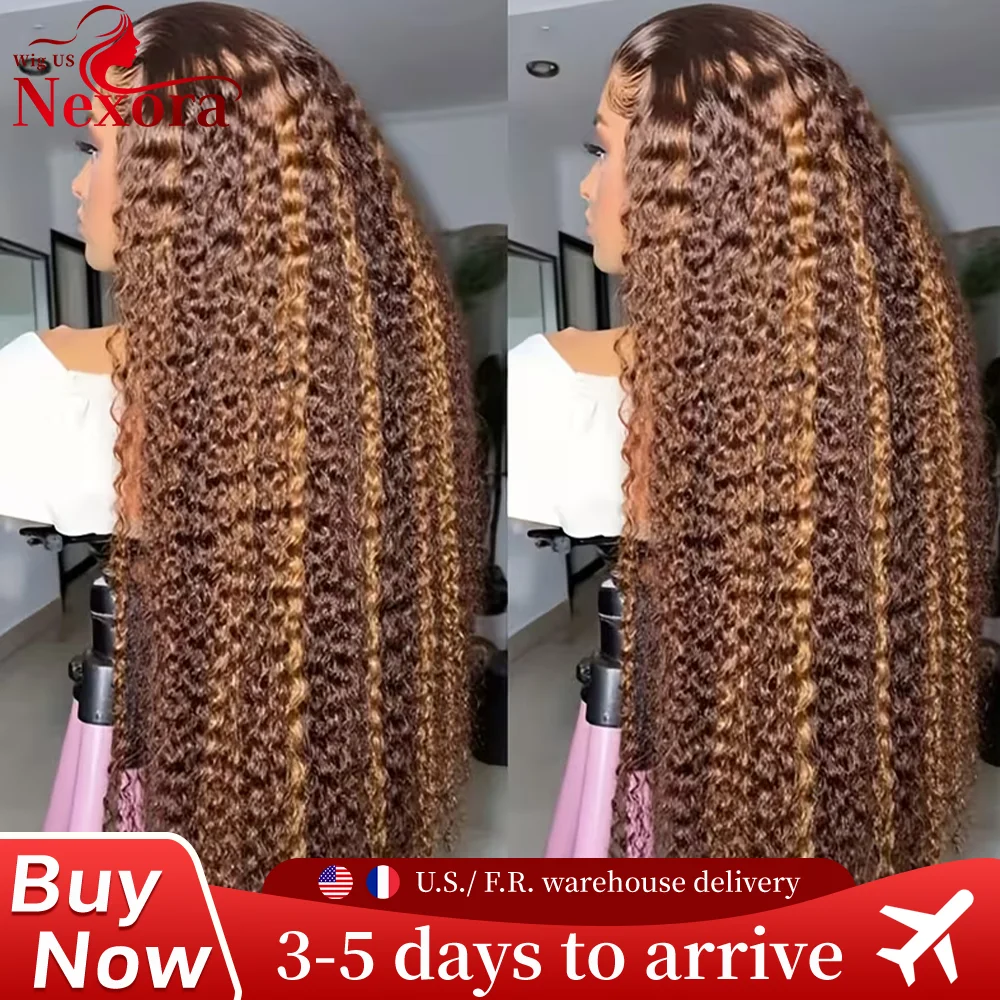 

Deep Wave P427 Highlight Human Hair Wigs 13x6 13x4 Hd Lace Front Wig 220 Density 30 32 Inch Brazilian Curly Water Wave For Women