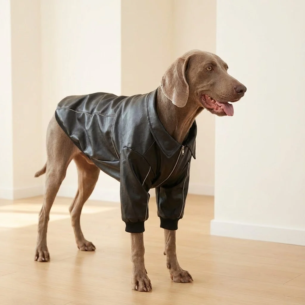 الشتاء سميكة يندبروف الكلب سترة جلدية سوداء الكلب معطف الشتاء لسلالات متوسطة كبيرة لابرادور الذهبي المسترد سامويد #2