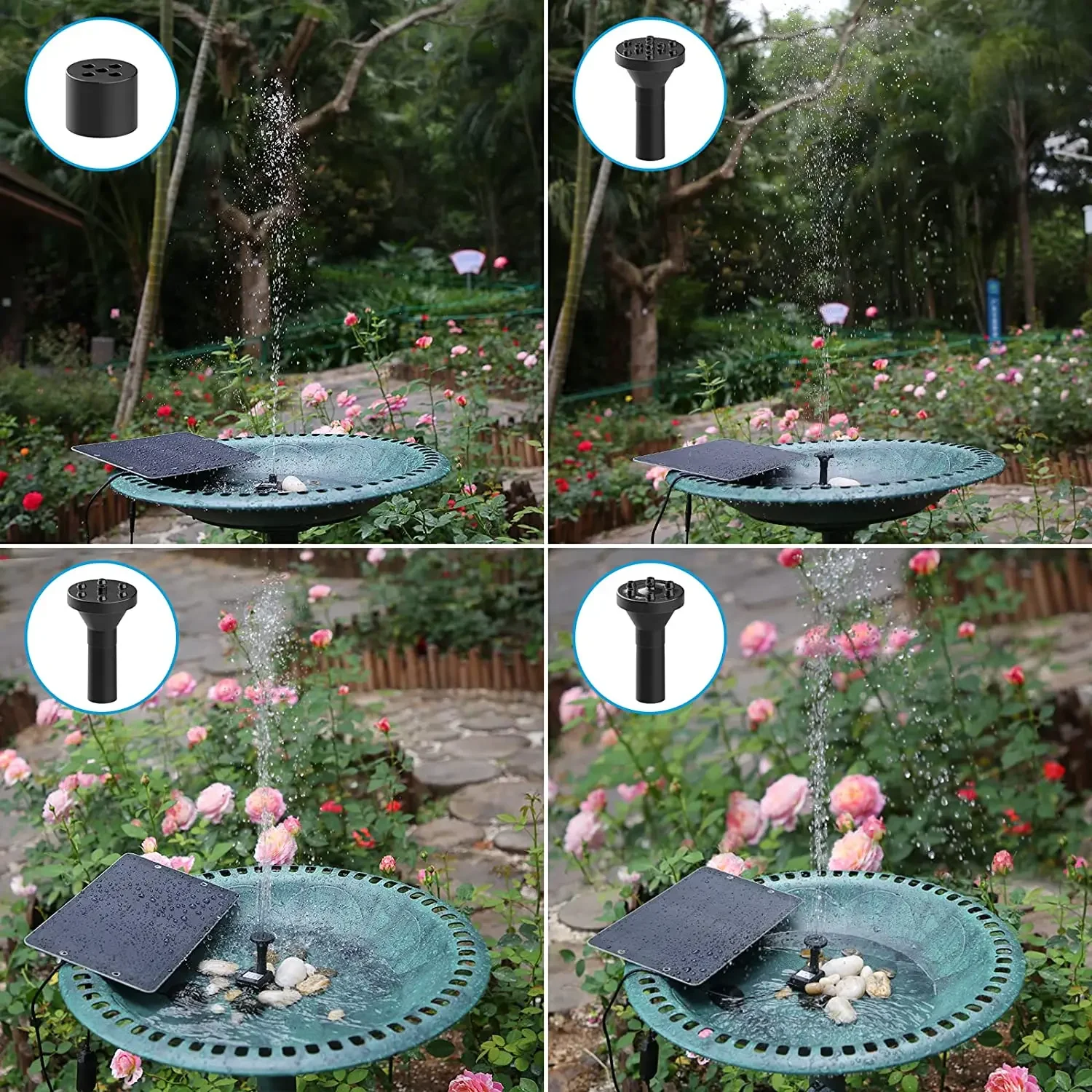 DIY 9W  Solar Water Fountain for Garden Decorate with Nozzles Water Pipe for Bird Bath Solar Powered Outdoor Fountain for Ponds