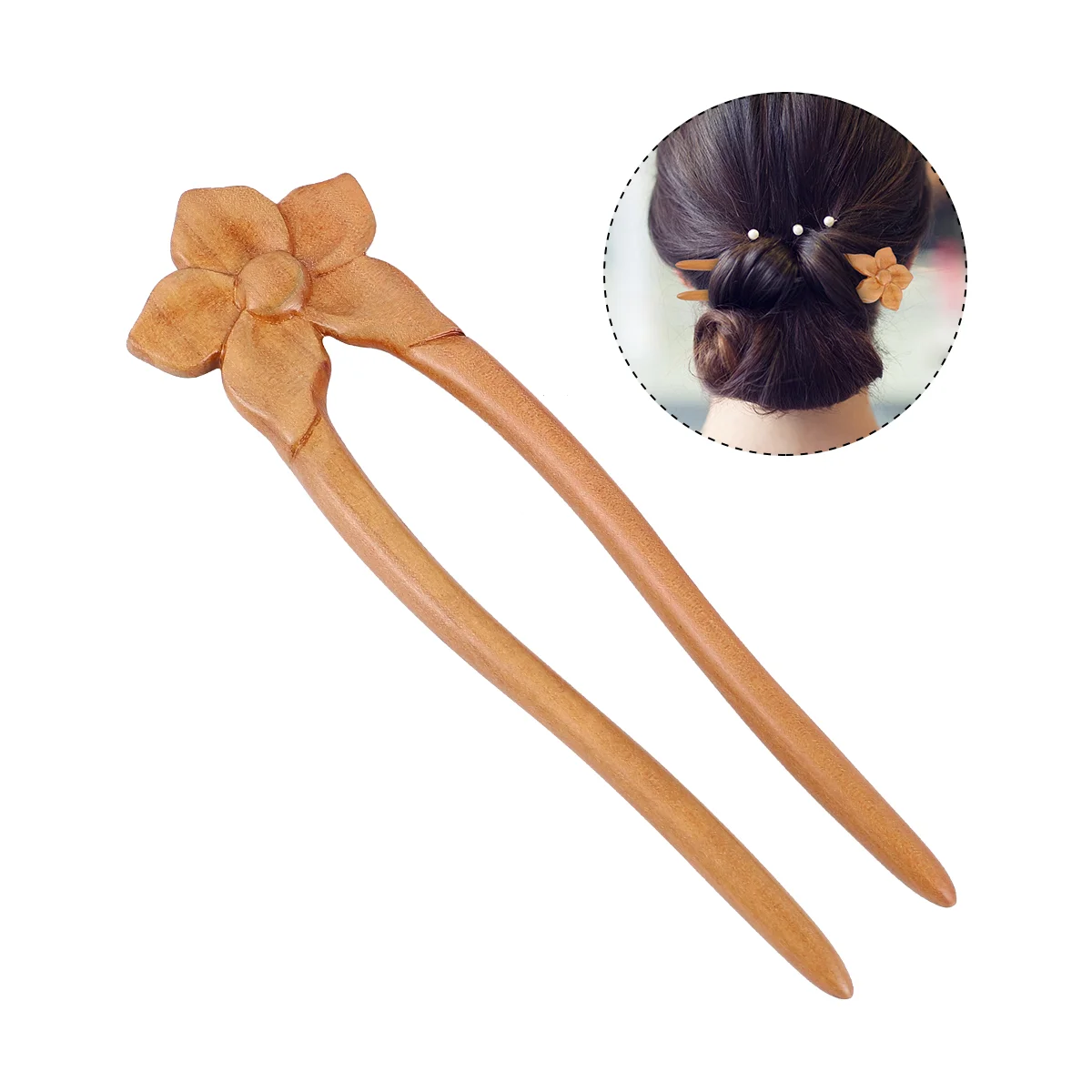 Horquilla de madera Retro, pinza para el pelo duradera en forma de U, accesorios útiles para el cabello, palo Simple para el hogar, niñas y mujeres