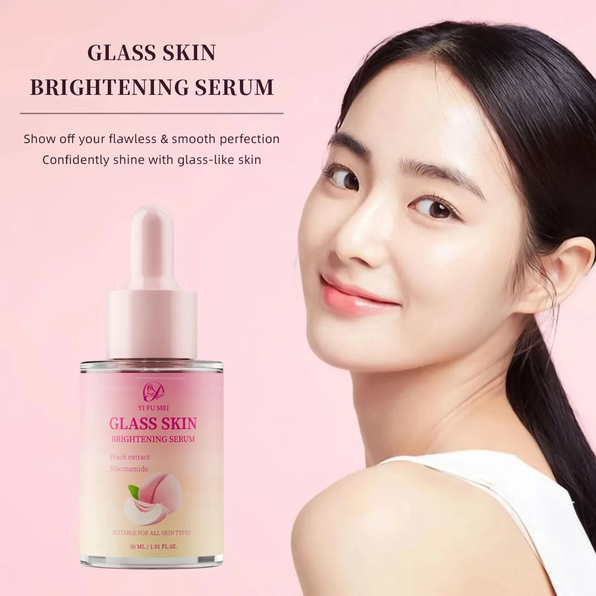 Glass Skin Hydrating Brightening Face Serum Tighten Repair Skin Peach 70% Niacinamide VITAMIN Serum for Uneven Skin Tone