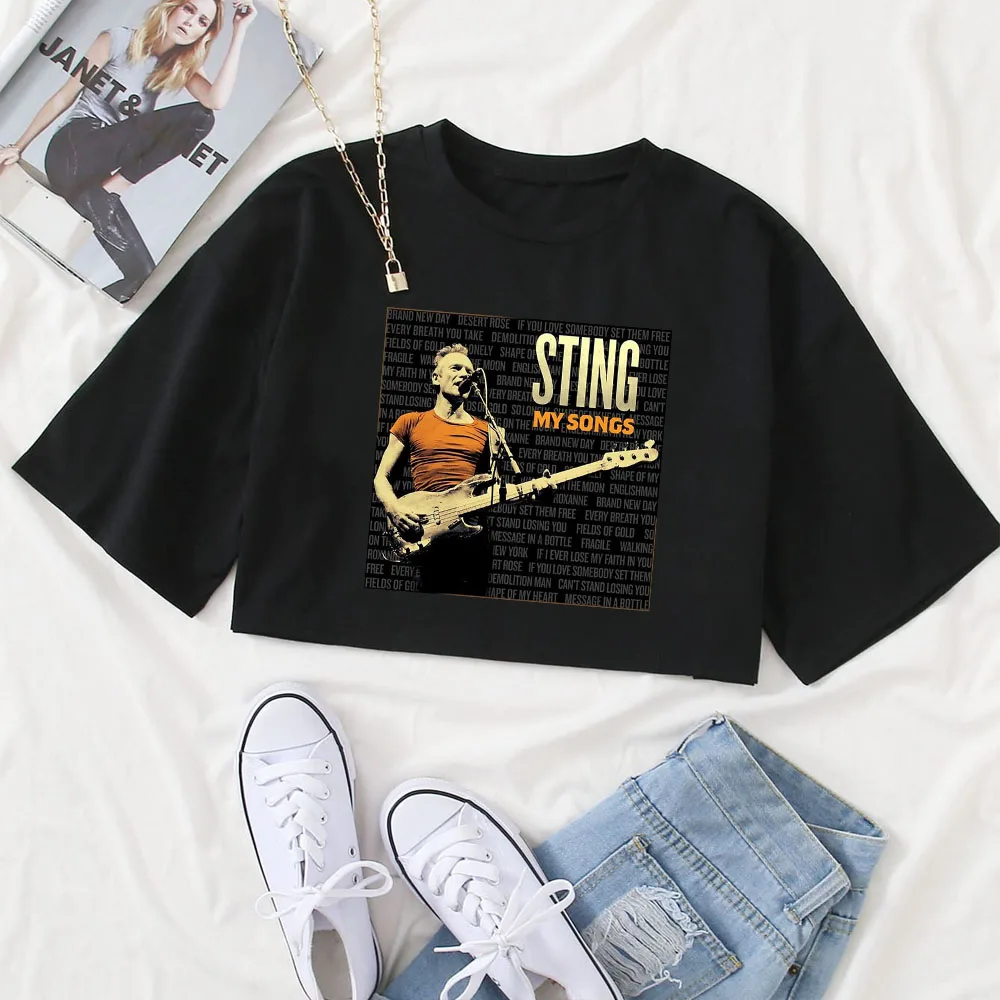 

Sting My Songs Shirt Women Crop Tops Girl Fashion Summer Crewneck Short Sleeve T-shirt