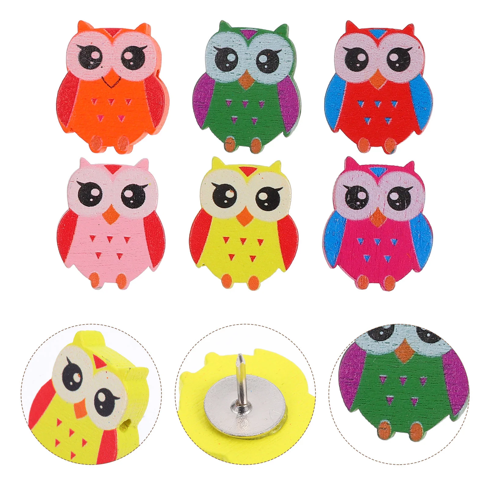 30 Pcs Owl Pin Fun Thumb Tacks Cute Push Pins Animal Small Cork Board for Office Desk Accessories Supplies Cartoon Map