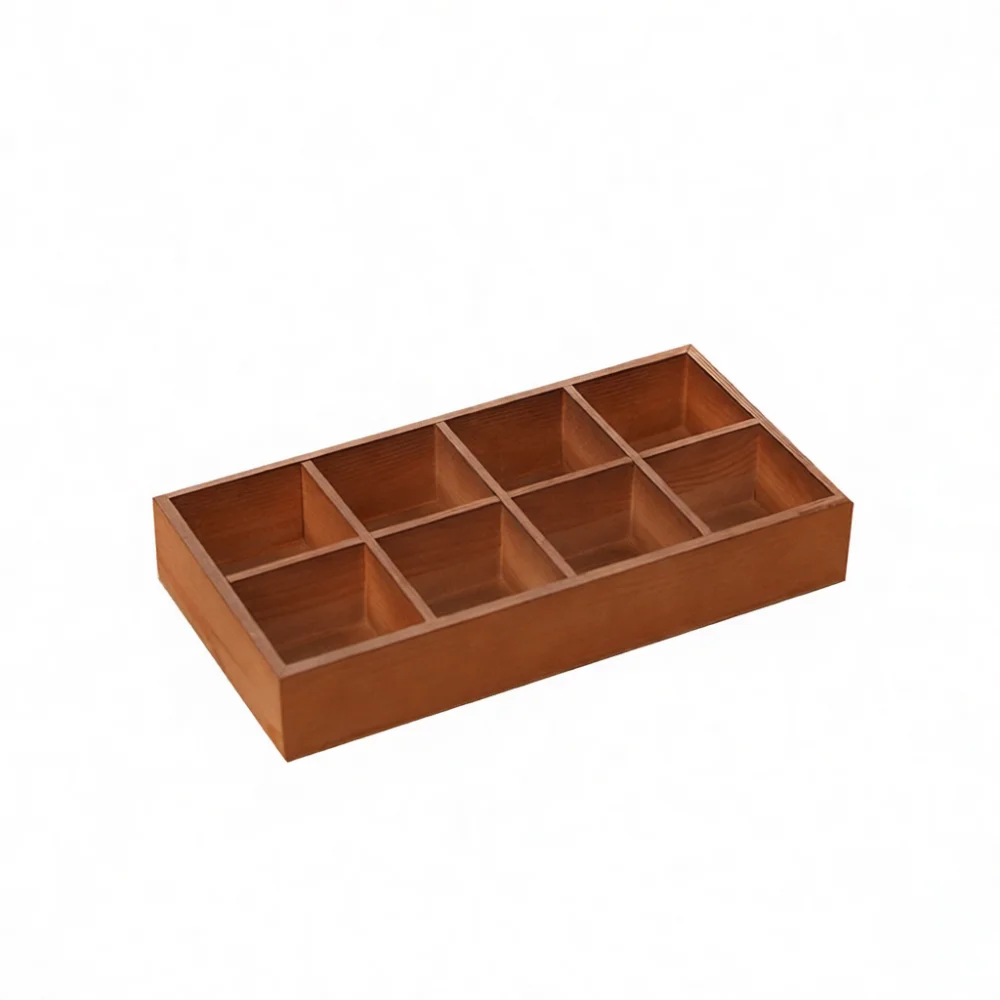 Solid Wood Desktop Organizer Case Wooden Partition Storage Box Jewelry Display Tray For Office Desk Organization