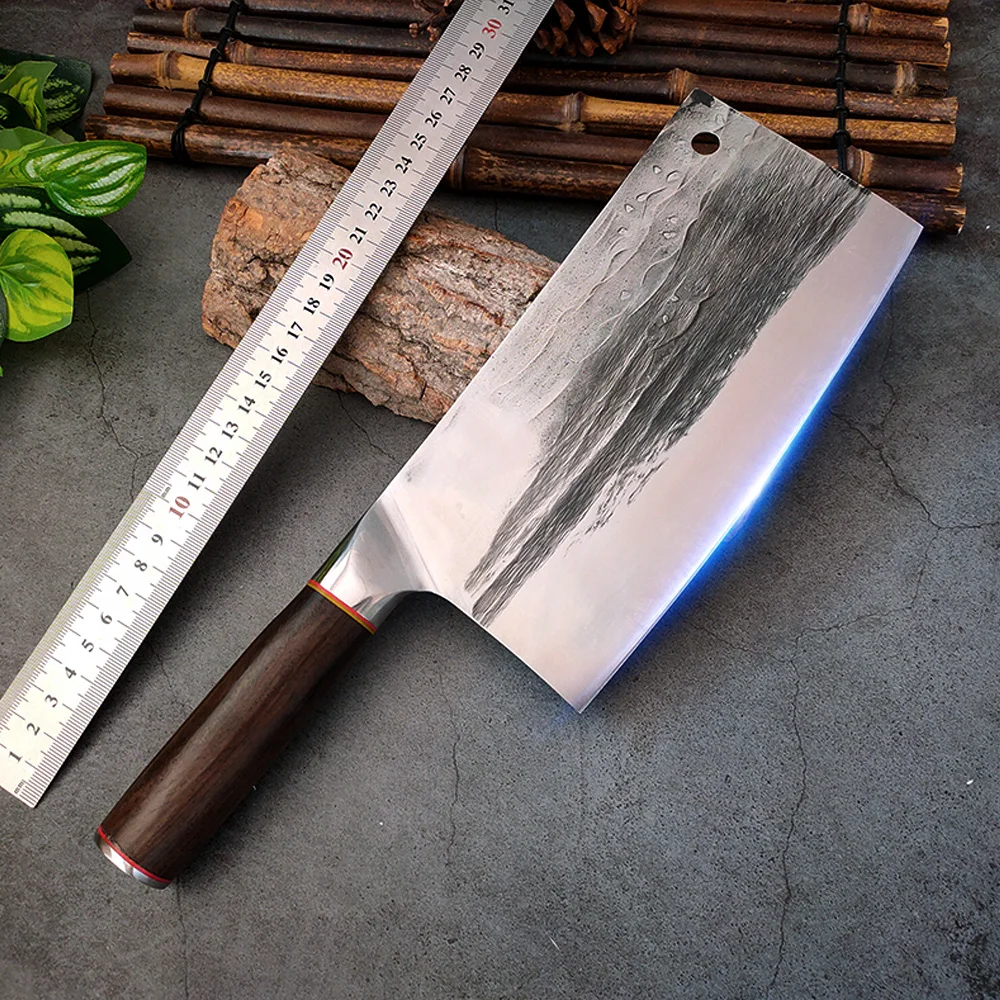 

8inch Chinese Butcher Chef Knife Meat Cleaver Chopping Knife Utility Knife Vegetables Cutlery Cooking Slicing Wooden Handle Tool