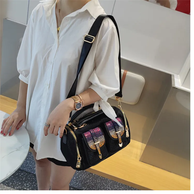 Leder-Handtasche Neue Mode Boston Pailletten-Schultertasche Große Kapazität Crossbody-Taschen für Damen – Detail 16